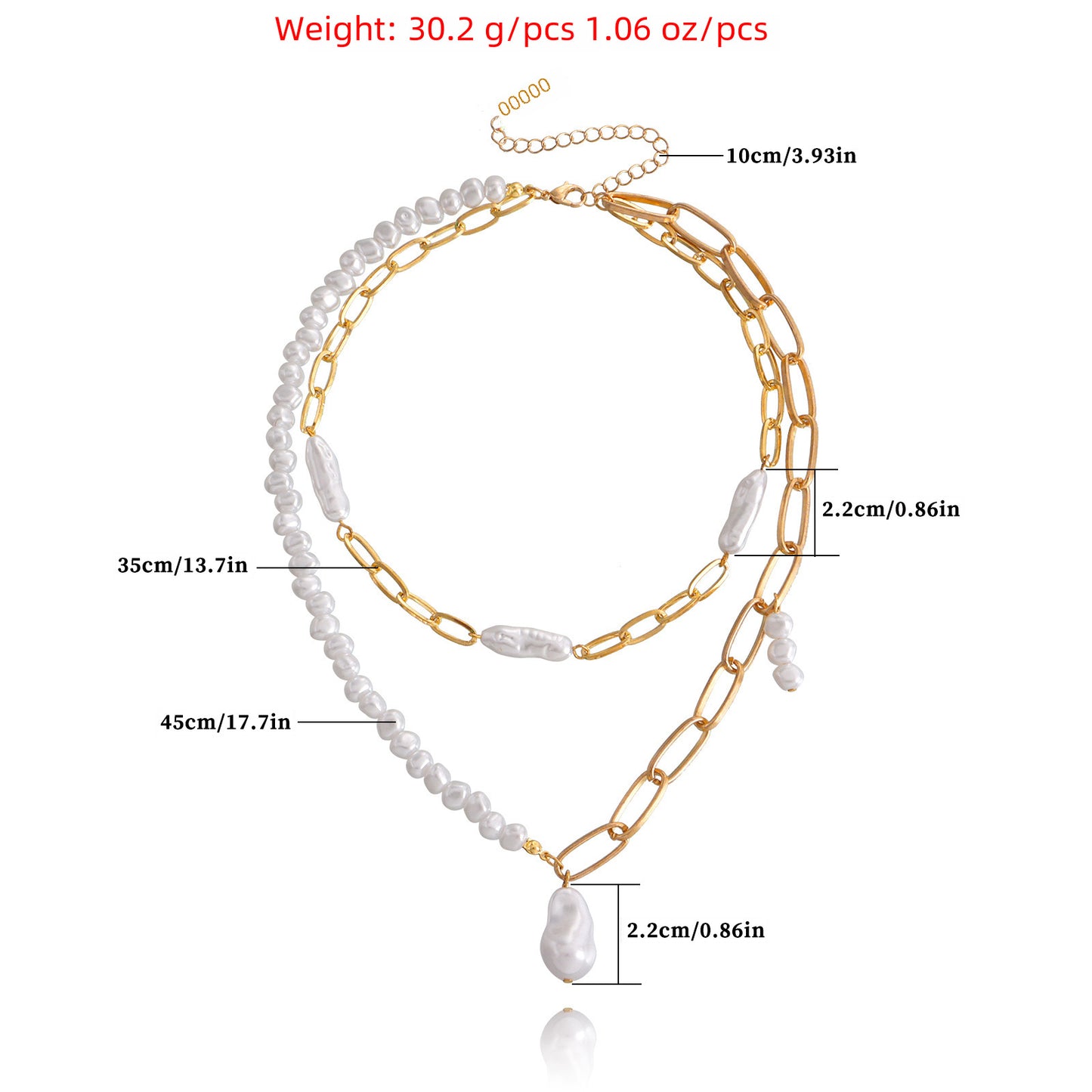 European And American Cross-border Jewelry Double-layer Paper Clip Chain Special-shaped Pearl Pendant Necklace Women's Trendy Small Fragrant Style Women's Necklace